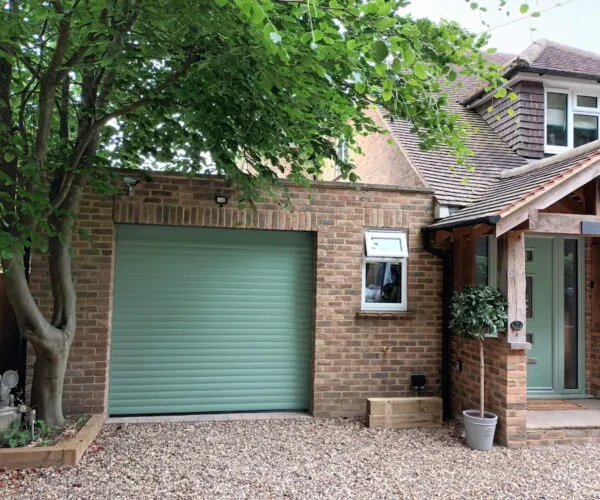 Green Roller Garage Door by CDC