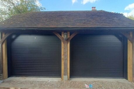 Cedar BARLOW style timber sectional garage door