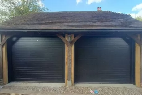 Cedar BARLOW style timber sectional garage door