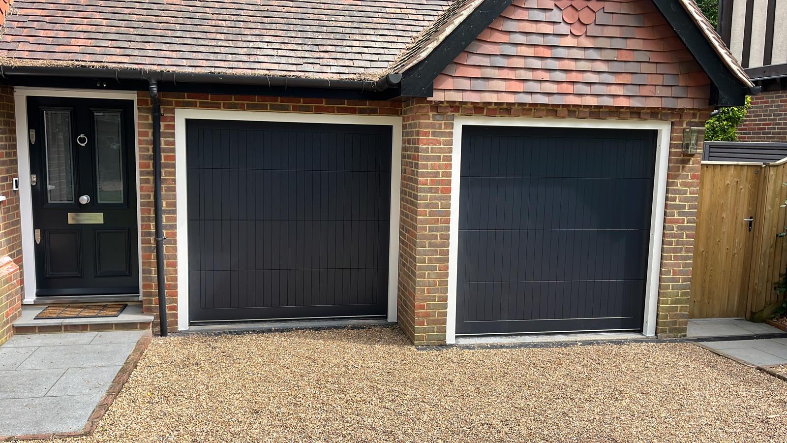 Cedar Door Warwick Sectional doors Fully Finished in F&B 'Off Black No57