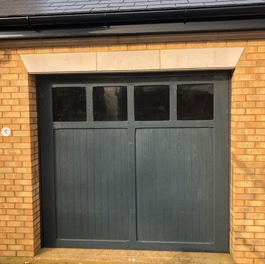 GRP Lingfield style 4 crown up and over garage door 1