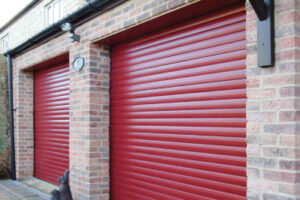 Double Red Garage Doors