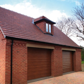 Double Roller Door Garage Brown